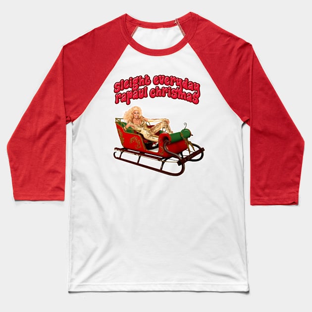 Sleigh Everyday RuPaul Christmas Knit Baseball T-Shirt by Angel arts